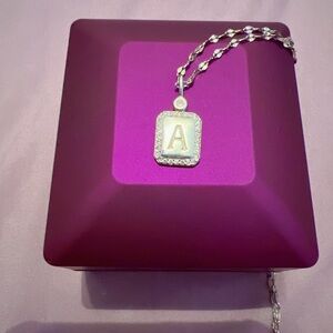 Letter A Necklace – 925 Sterling Silver with Light Gold Plating & Zircon Stones